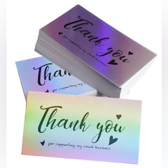 100 holographic Thank You cards - Picture 1 of 2